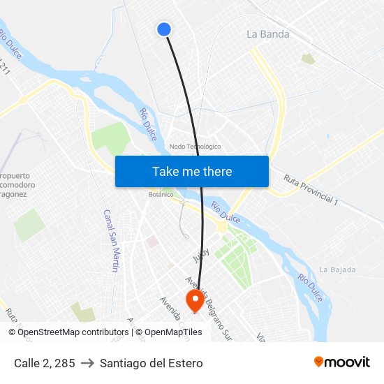 Calle 2, 285 to Santiago del Estero map