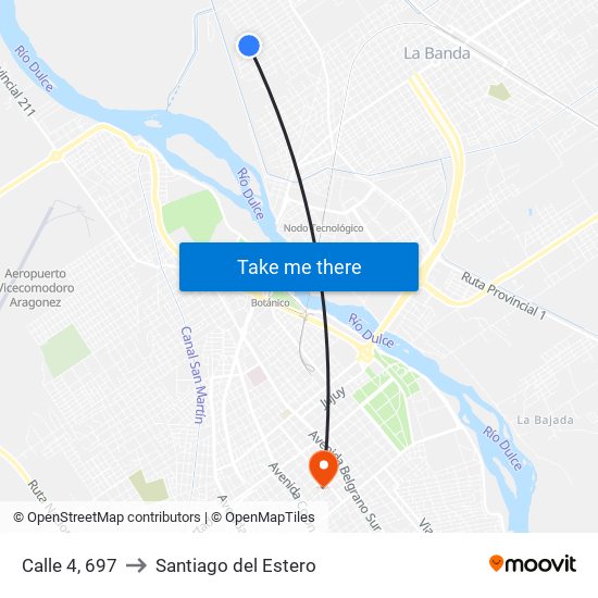 Calle 4, 697 to Santiago del Estero map