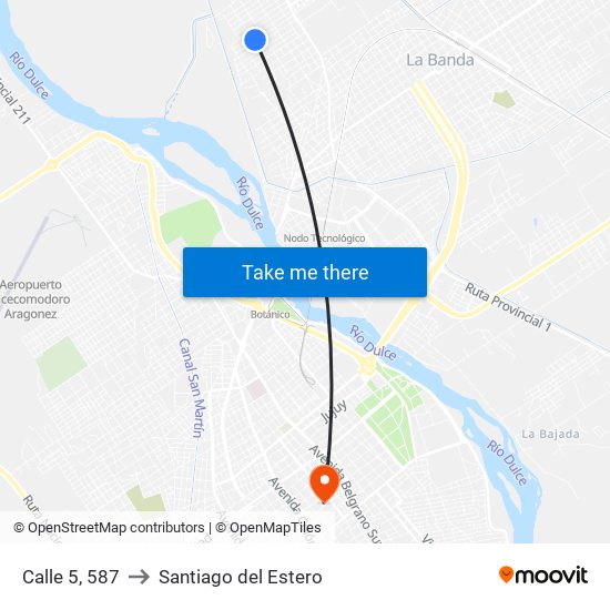 Calle 5, 587 to Santiago del Estero map