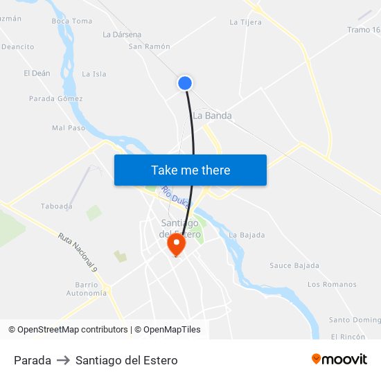 Parada to Santiago del Estero map