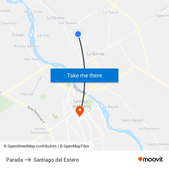 Parada to Santiago del Estero map