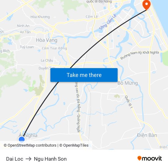 Dai Loc to Ngu Hanh Son map