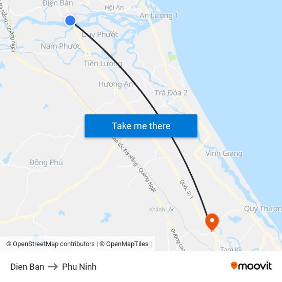 Dien Ban to Phu Ninh map