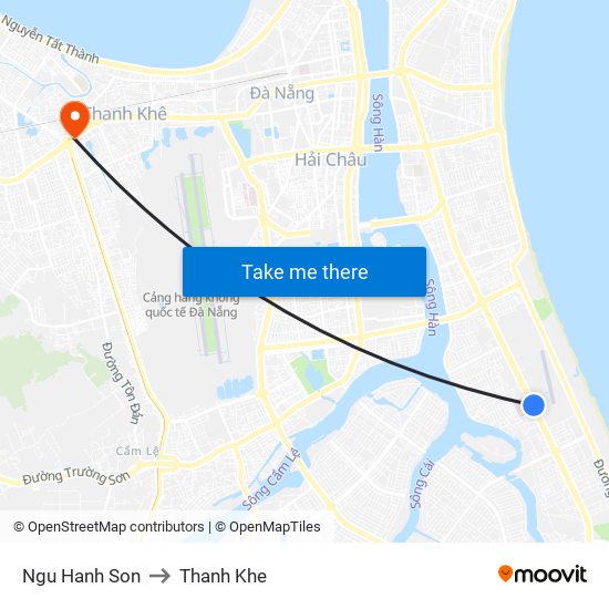 Ngu Hanh Son to Thanh Khe map