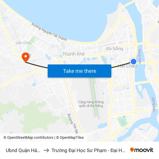 Ubnd Quận Hải Châu to Trường Đại Học Sư Phạm - Đại Học Đà Nẵng map