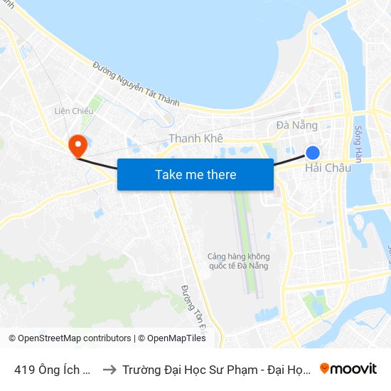 419 Ông Ích Khiêm to Trường Đại Học Sư Phạm - Đại Học Đà Nẵng map