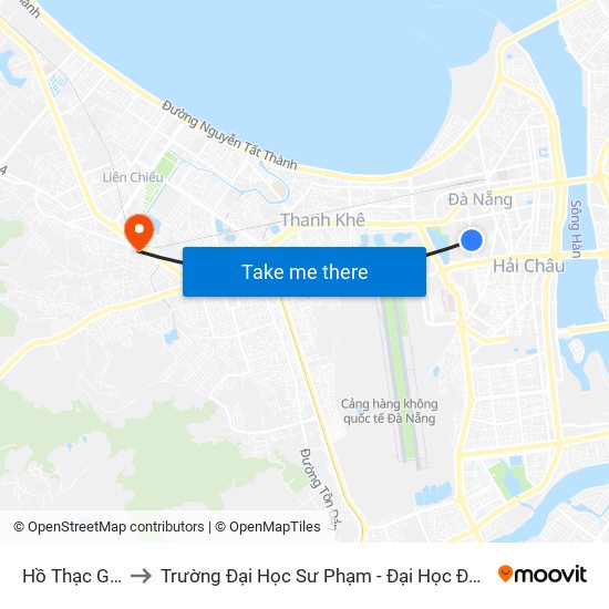 Hồ Thạc Gián to Trường Đại Học Sư Phạm - Đại Học Đà Nẵng map