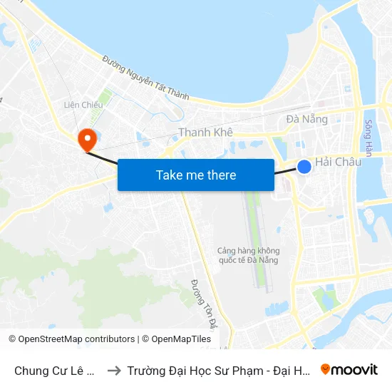 Chung Cư Lê Đình Lý to Trường Đại Học Sư Phạm - Đại Học Đà Nẵng map