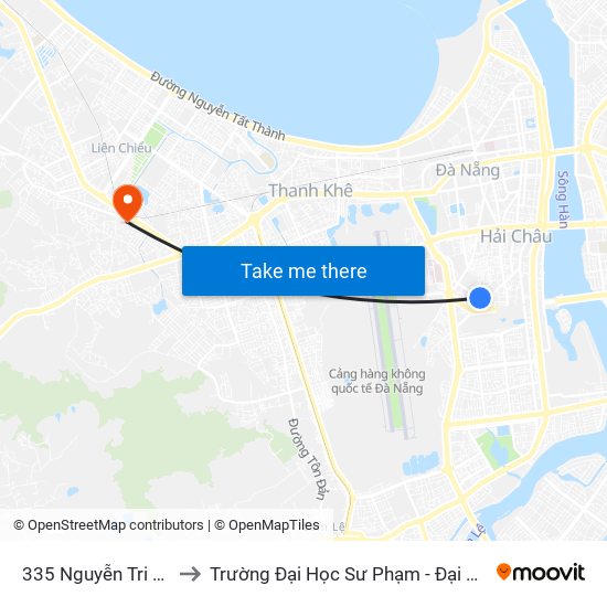 335 Nguyễn Tri Phương to Trường Đại Học Sư Phạm - Đại Học Đà Nẵng map