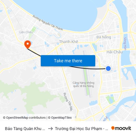 Bảo Tàng Quân Khu 5, 07 Duy Tân to Trường Đại Học Sư Phạm - Đại Học Đà Nẵng map