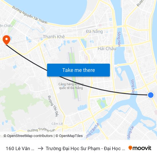 160 Lê Văn Hiến to Trường Đại Học Sư Phạm - Đại Học Đà Nẵng map