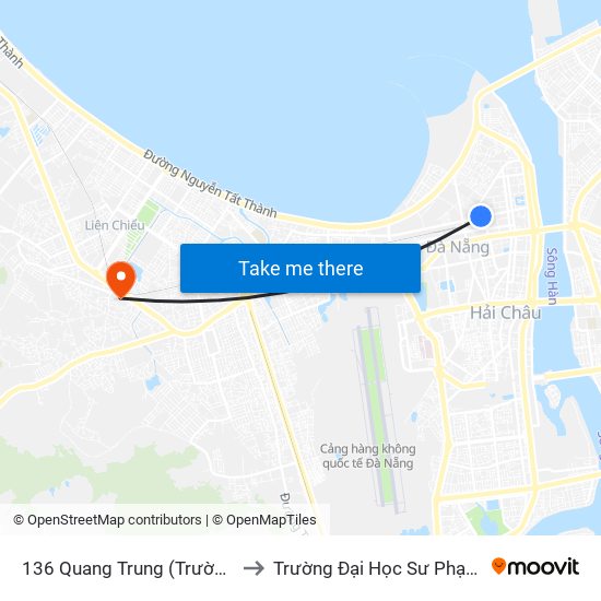 136 Quang Trung (Trường Thcs Nguyễn Huệ) to Trường Đại Học Sư Phạm - Đại Học Đà Nẵng map