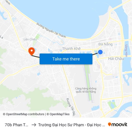 70b Phan Thanh to Trường Đại Học Sư Phạm - Đại Học Đà Nẵng map