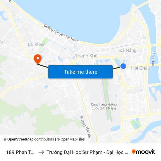 189 Phan Thanh to Trường Đại Học Sư Phạm - Đại Học Đà Nẵng map