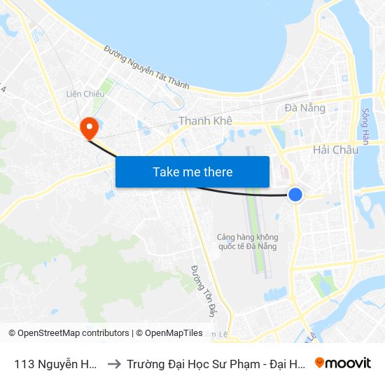 113 Nguyễn Hữu Thọ to Trường Đại Học Sư Phạm - Đại Học Đà Nẵng map