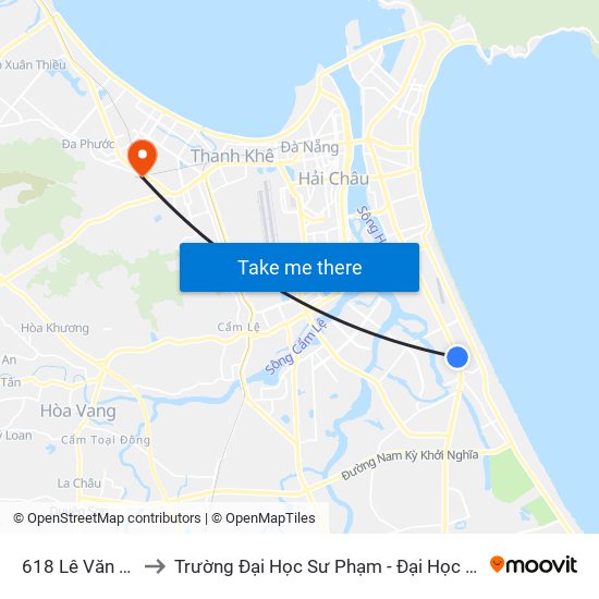 618 Lê Văn Hiến to Trường Đại Học Sư Phạm - Đại Học Đà Nẵng map