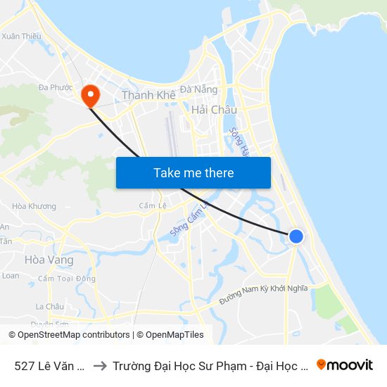 527 Lê Văn Hiến to Trường Đại Học Sư Phạm - Đại Học Đà Nẵng map