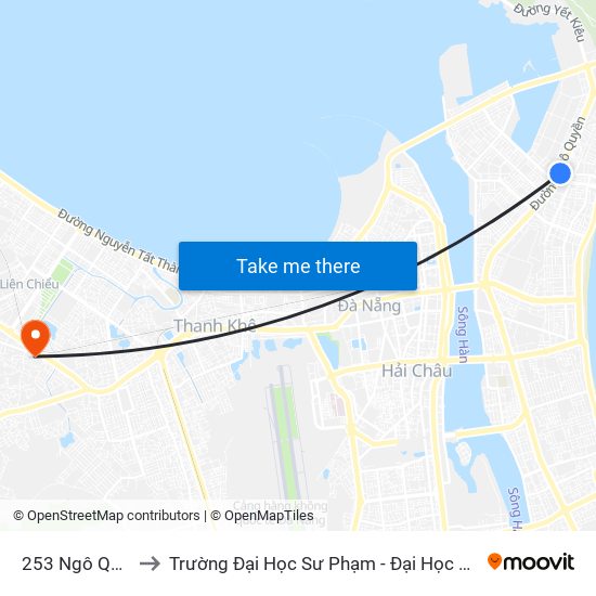 253 Ngô Quyền to Trường Đại Học Sư Phạm - Đại Học Đà Nẵng map