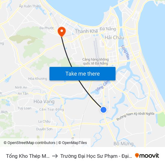 Tổng Kho Thép Miếu Bông to Trường Đại Học Sư Phạm - Đại Học Đà Nẵng map