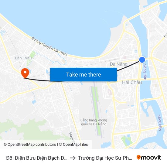 Đối Diện Bưu Điện Bạch Đằng Gần Cầu Sông Hàn to Trường Đại Học Sư Phạm - Đại Học Đà Nẵng map