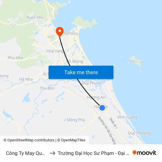 Công Ty May Quảng Nam to Trường Đại Học Sư Phạm - Đại Học Đà Nẵng map