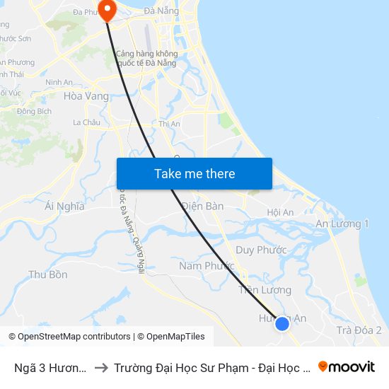 Ngã 3 Hương An to Trường Đại Học Sư Phạm - Đại Học Đà Nẵng map