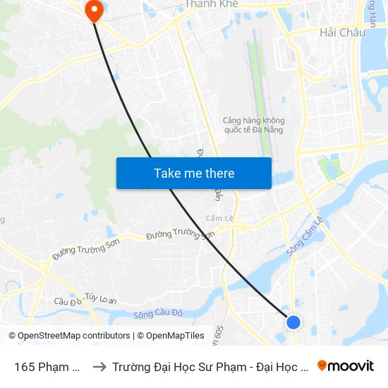 165 Phạm Hùng to Trường Đại Học Sư Phạm - Đại Học Đà Nẵng map