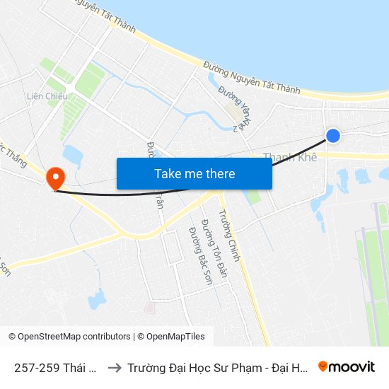 257-259 Thái Thị Bôi to Trường Đại Học Sư Phạm - Đại Học Đà Nẵng map