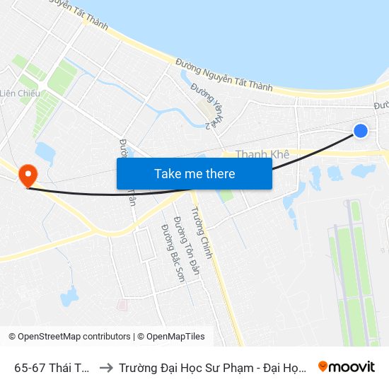 65-67 Thái Thị Bôi to Trường Đại Học Sư Phạm - Đại Học Đà Nẵng map