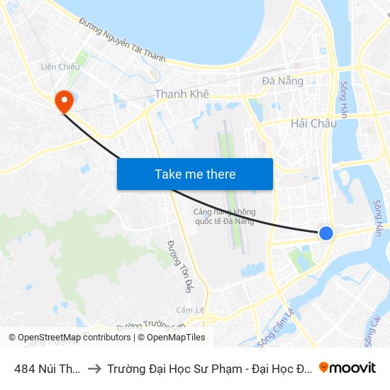 484 Núi Thành to Trường Đại Học Sư Phạm - Đại Học Đà Nẵng map