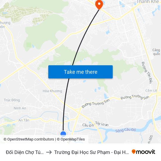 Đối Diện Chợ Túy Loan to Trường Đại Học Sư Phạm - Đại Học Đà Nẵng map