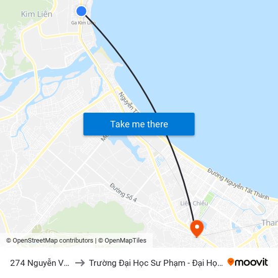 274 Nguyễn Văn Cừ to Trường Đại Học Sư Phạm - Đại Học Đà Nẵng map