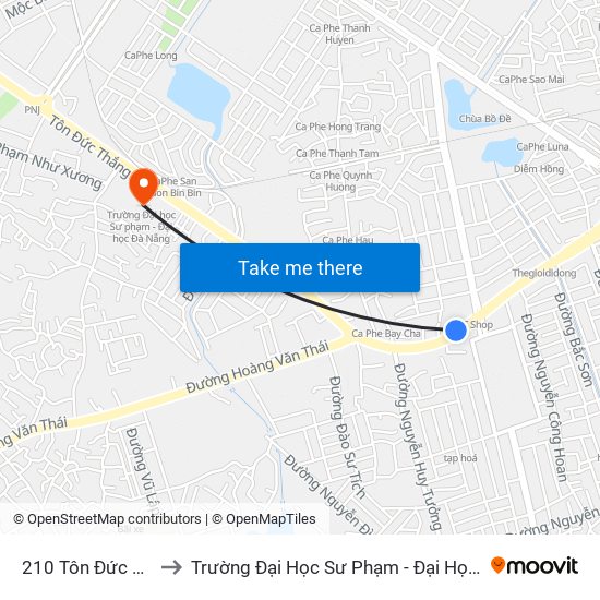 210 Tôn Đức Thắng to Trường Đại Học Sư Phạm - Đại Học Đà Nẵng map