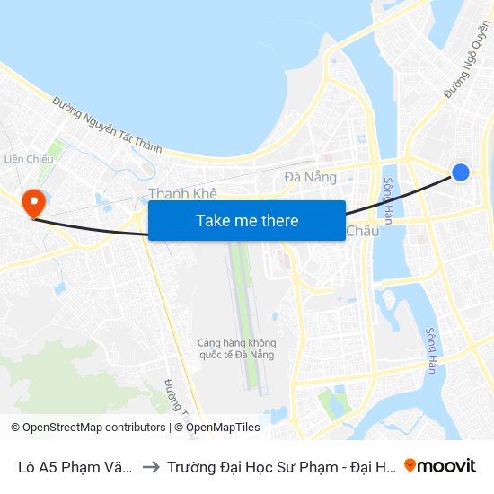 Lô A5 Phạm Văn Đồng to Trường Đại Học Sư Phạm - Đại Học Đà Nẵng map