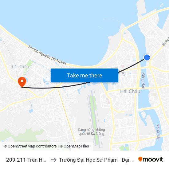 209-211 Trần Hưng Đạo to Trường Đại Học Sư Phạm - Đại Học Đà Nẵng map