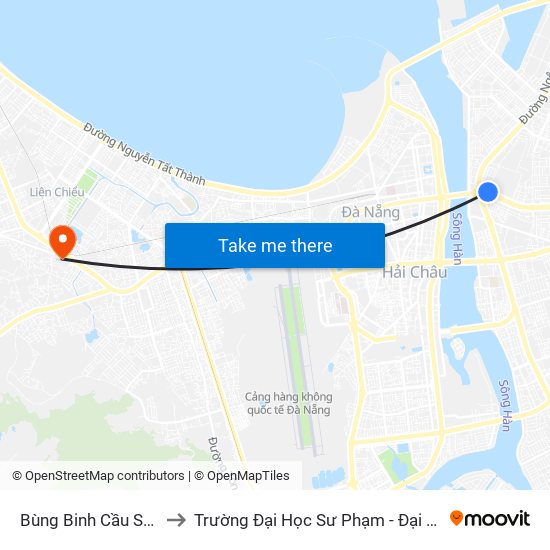 Bùng Binh Cầu Sông Hàn to Trường Đại Học Sư Phạm - Đại Học Đà Nẵng map