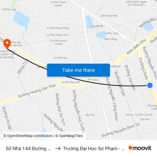 Số Nhà 144 Đường Trường Chinh to Trường Đại Học Sư Phạm - Đại Học Đà Nẵng map