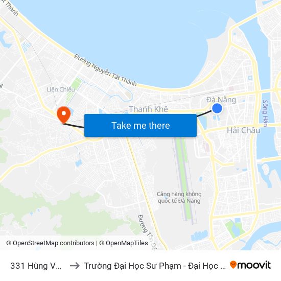 331 Hùng Vương to Trường Đại Học Sư Phạm - Đại Học Đà Nẵng map