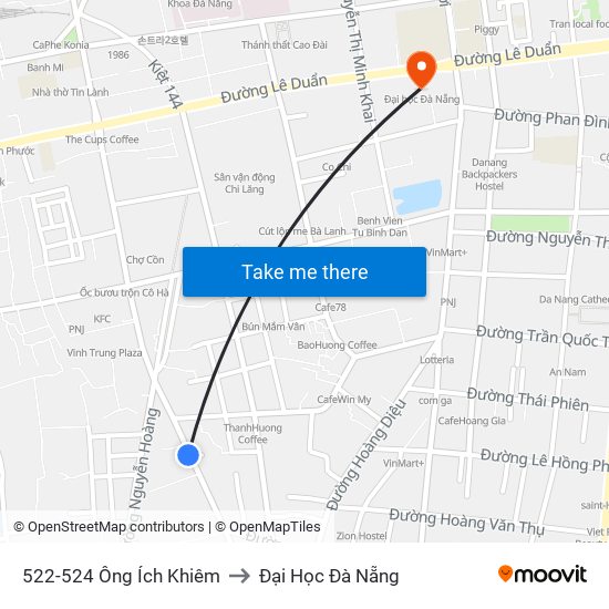 522-524 Ông Ích Khiêm to Đại Học Đà Nẵng map