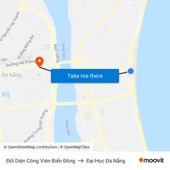 Đối Diện Công Viên Biển Đông to Đại Học Đà Nẵng map