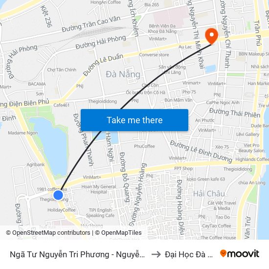 Ngã Tư Nguyễn Tri Phương - Nguyễn Văn Linh to Đại Học Đà Nẵng map
