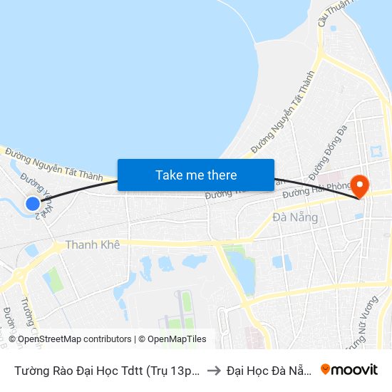 Tường Rào Đại Học Tdtt (Trụ 13pl2) to Đại Học Đà Nẵng map