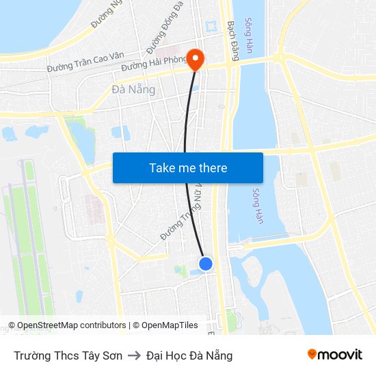 Trường Thcs Tây Sơn to Đại Học Đà Nẵng map