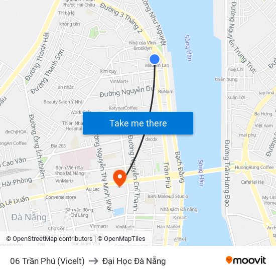 06 Trần Phú (Vicelt) to Đại Học Đà Nẵng map