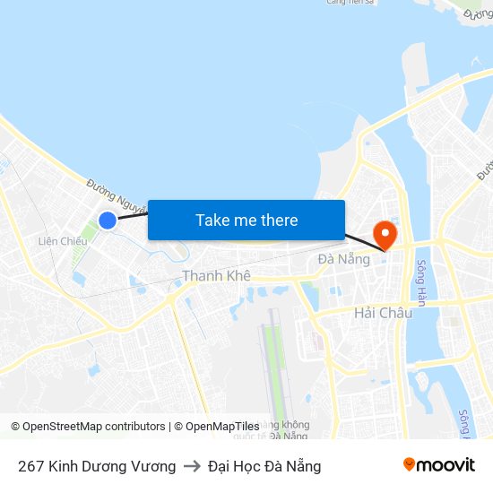 267 Kinh Dương Vương to Đại Học Đà Nẵng map