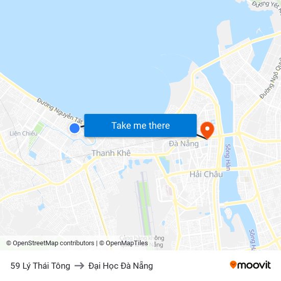 59 Lý Thái Tông to Đại Học Đà Nẵng map