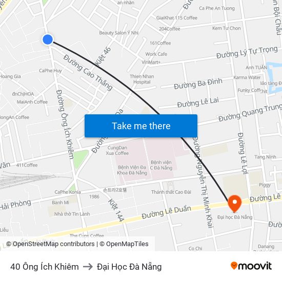 40 Ông Ích Khiêm to Đại Học Đà Nẵng map