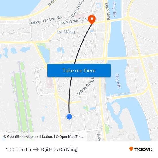 100 Tiếu La to Đại Học Đà Nẵng map