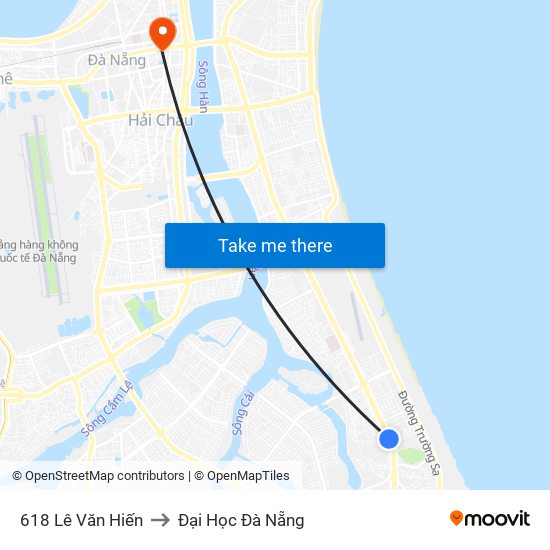 618 Lê Văn Hiến to Đại Học Đà Nẵng map