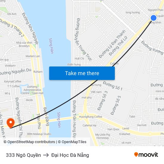 333 Ngô Quyền to Đại Học Đà Nẵng map